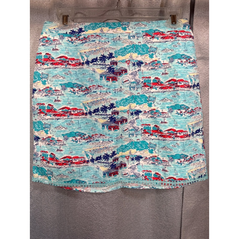 Vineyard Vines Womens XS St Barth Island Scenic Print Cotton‎ Skort Blue Red
